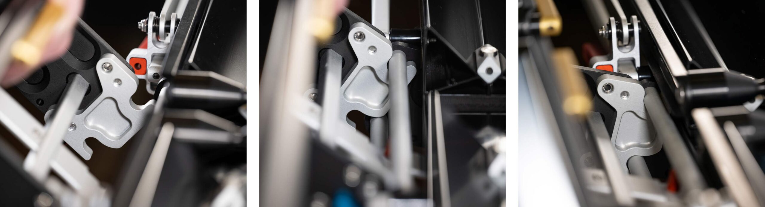 closeup of add-on tray mounting system on QuikrStuff hitch bike rack.