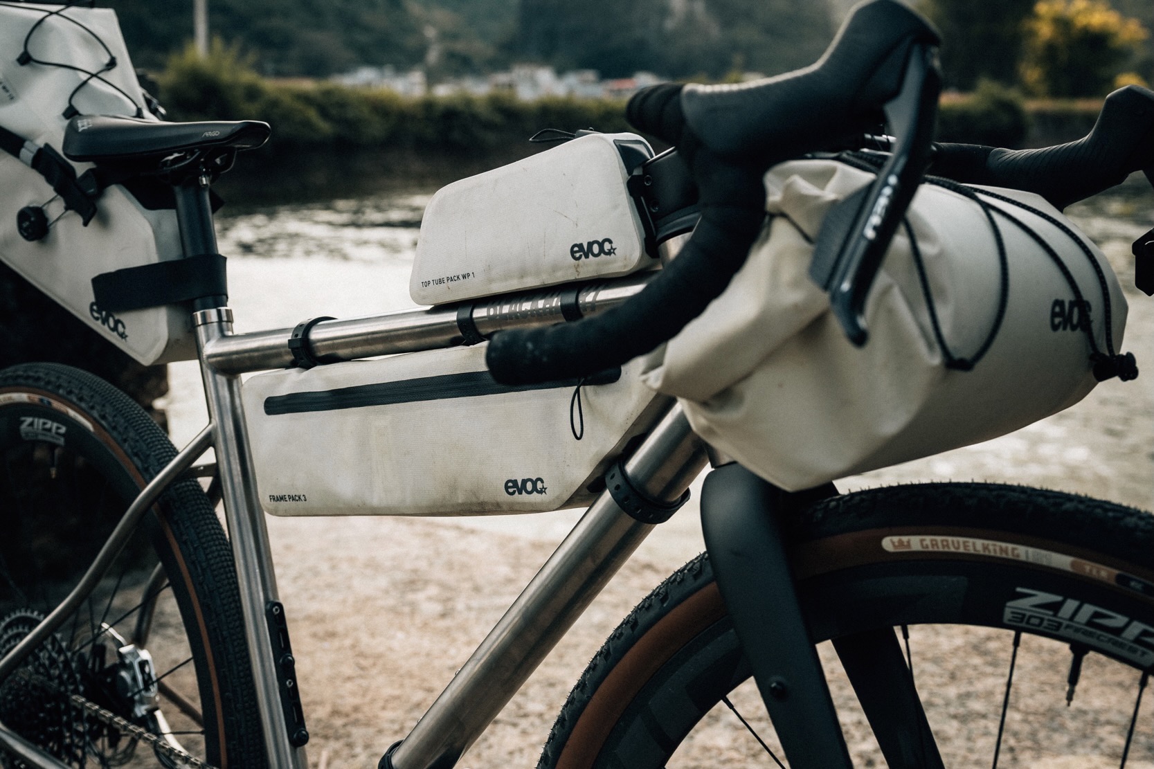 a bike loaded up with the frame pack 3L