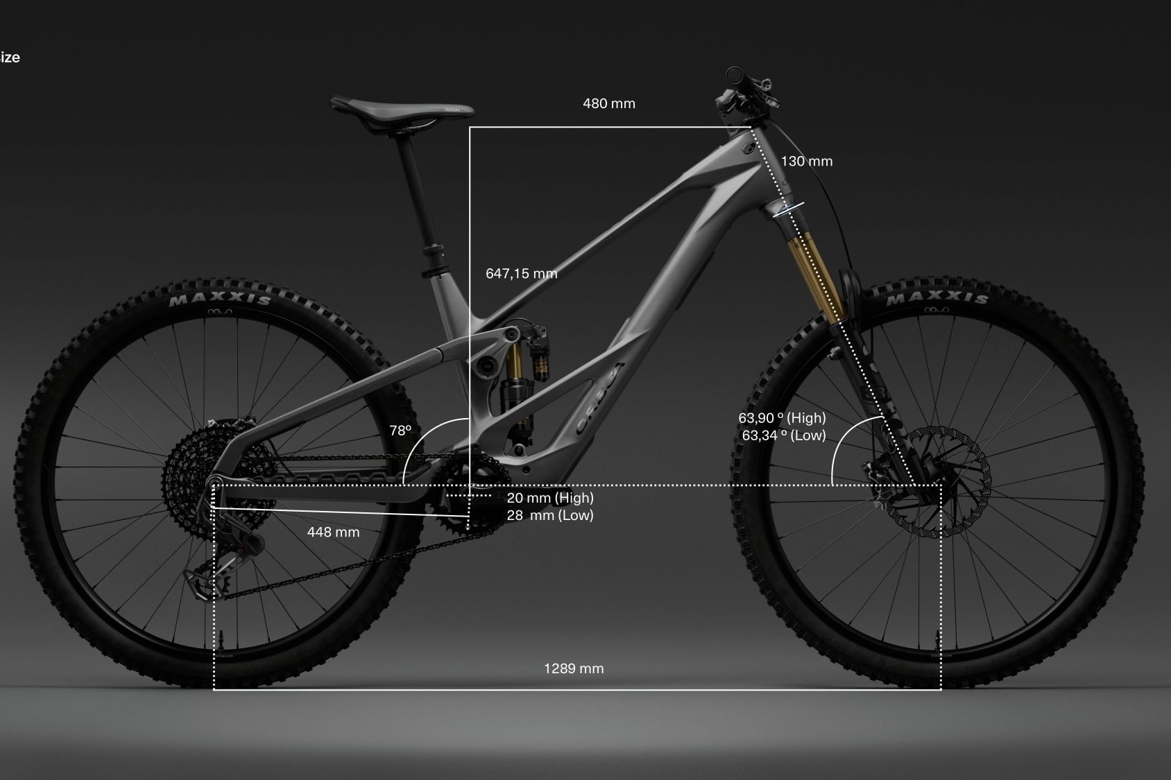 image showing the Orbea Wild with geometry highlights overlaid.