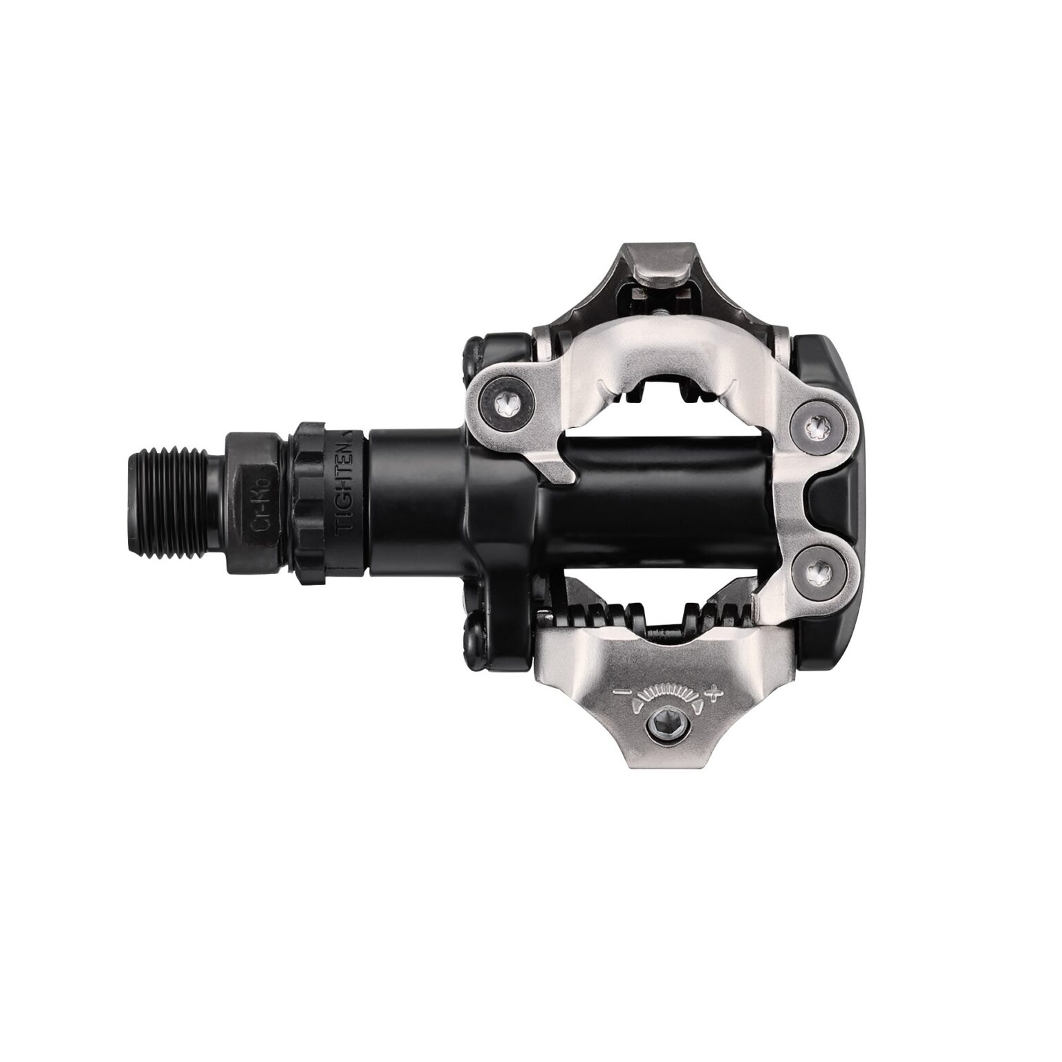 studio image of the Shimano MT520 pedal in black, viewed from above