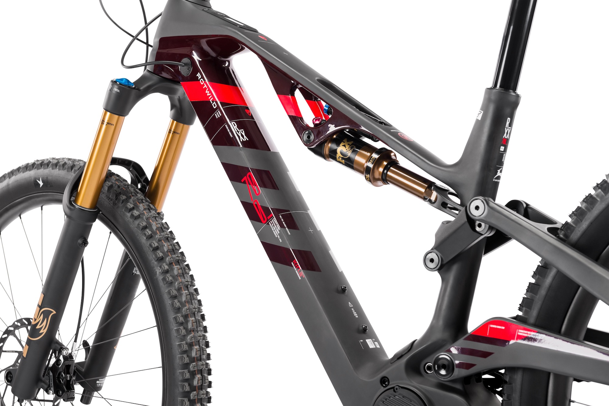 studio image showing detail of the frame on the Rotwild R.XX eMTB