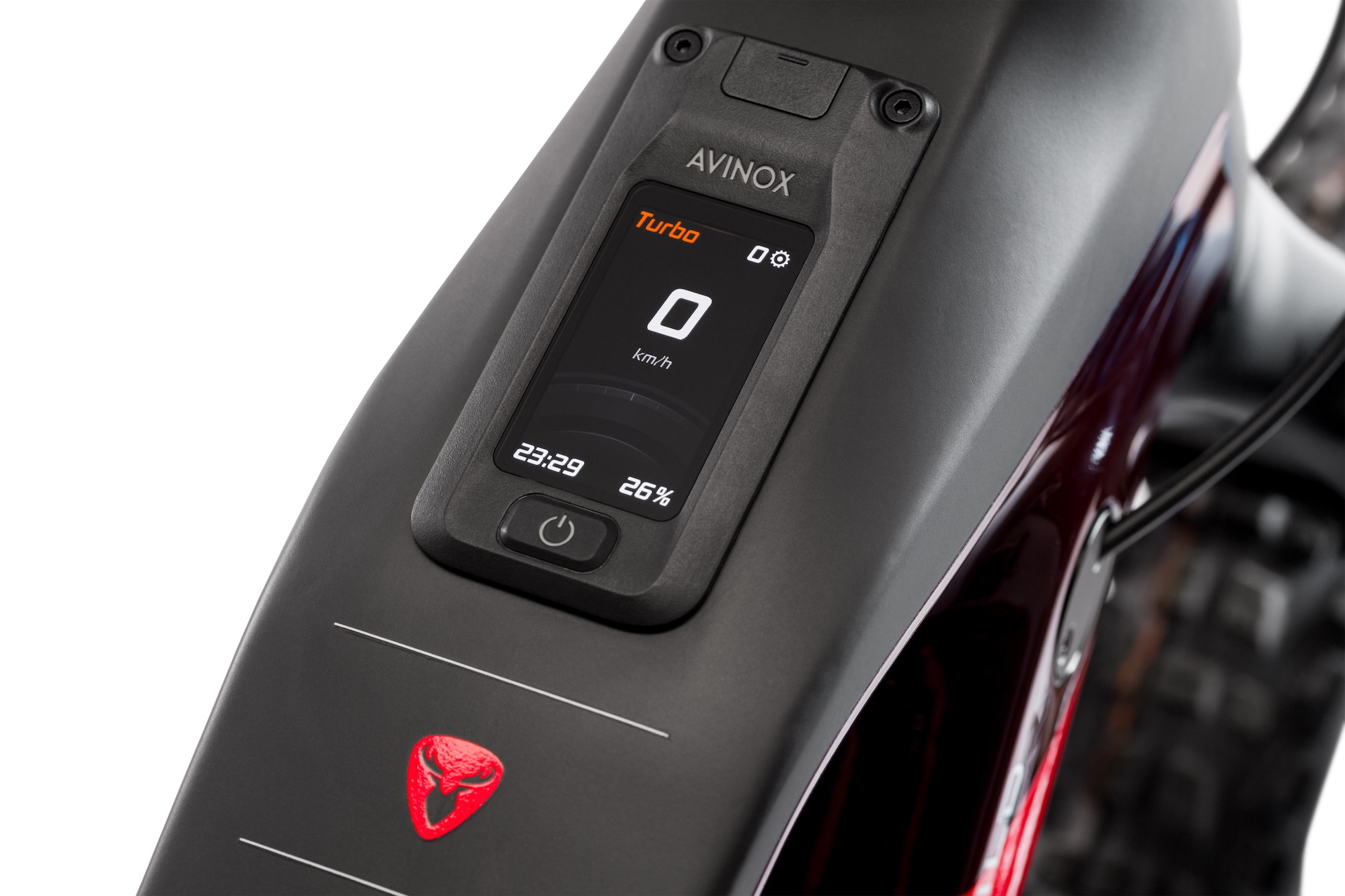 studio image of the Avinox top tube diplay on the Rotwild R.XX eMTB