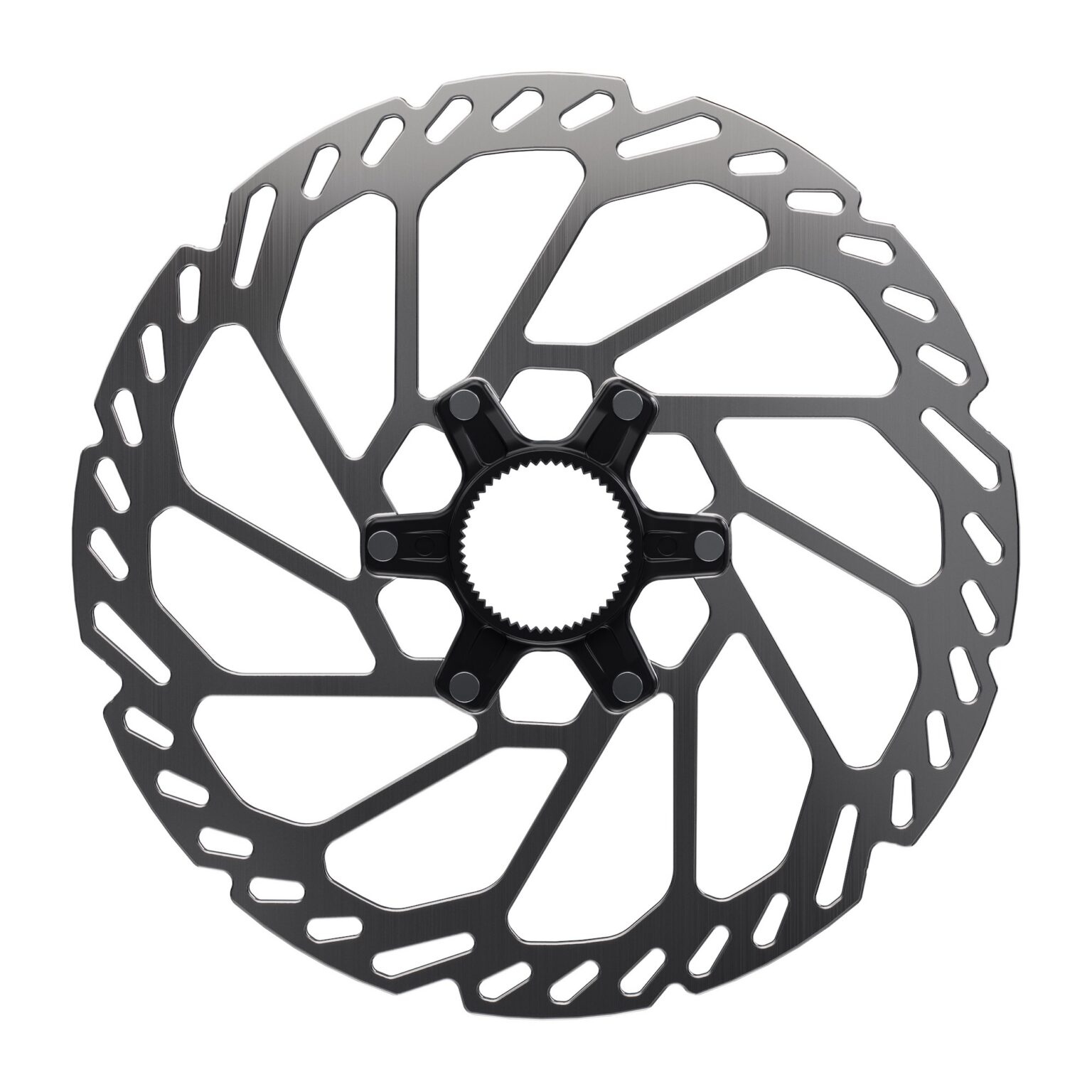 studio image of the shimano thick rotor with the centerlock interface
