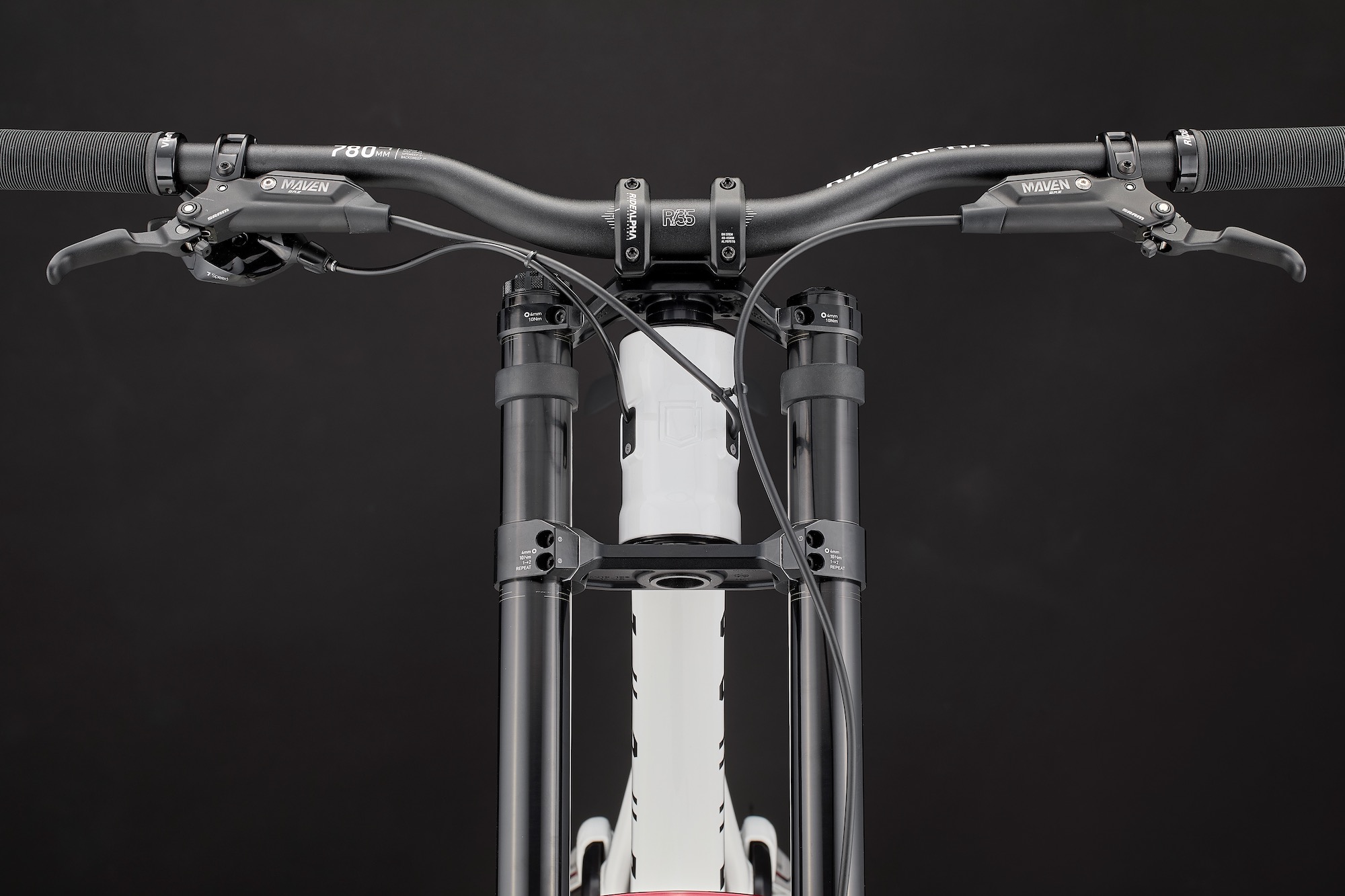 studio image of the revised cable port on the Supreme DH V5.2 frame