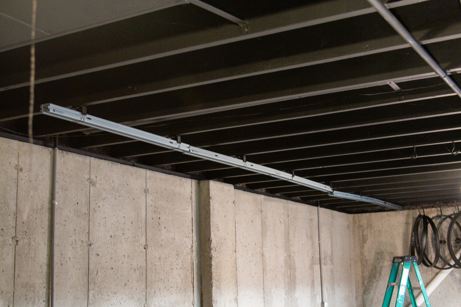 Cycleslide track on ceiling being installed