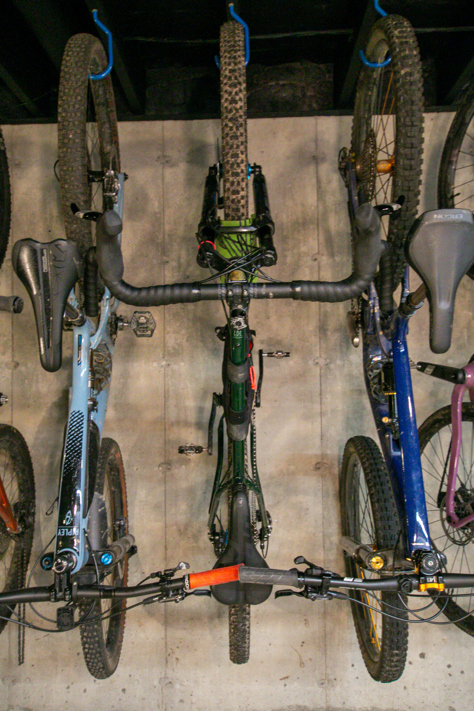Bike storage with park tool hooks