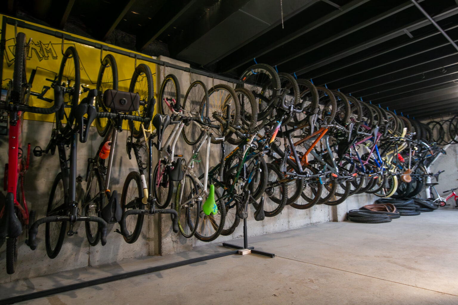 Bike storage with park tool hooks