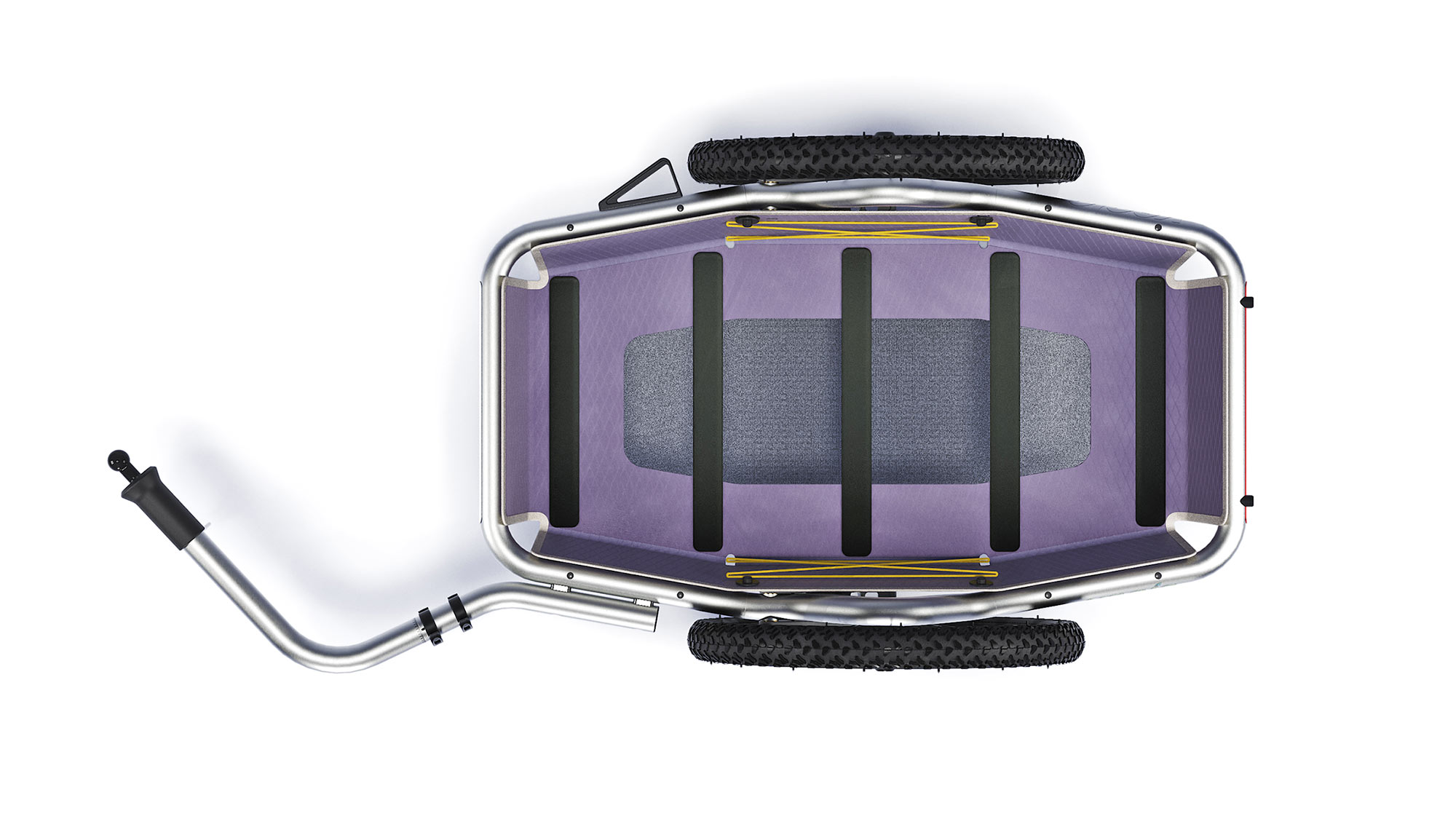Veolo Trailer 2.0 is a lightweight, high-performance, active-suspension bicycle cargo trailer: top view