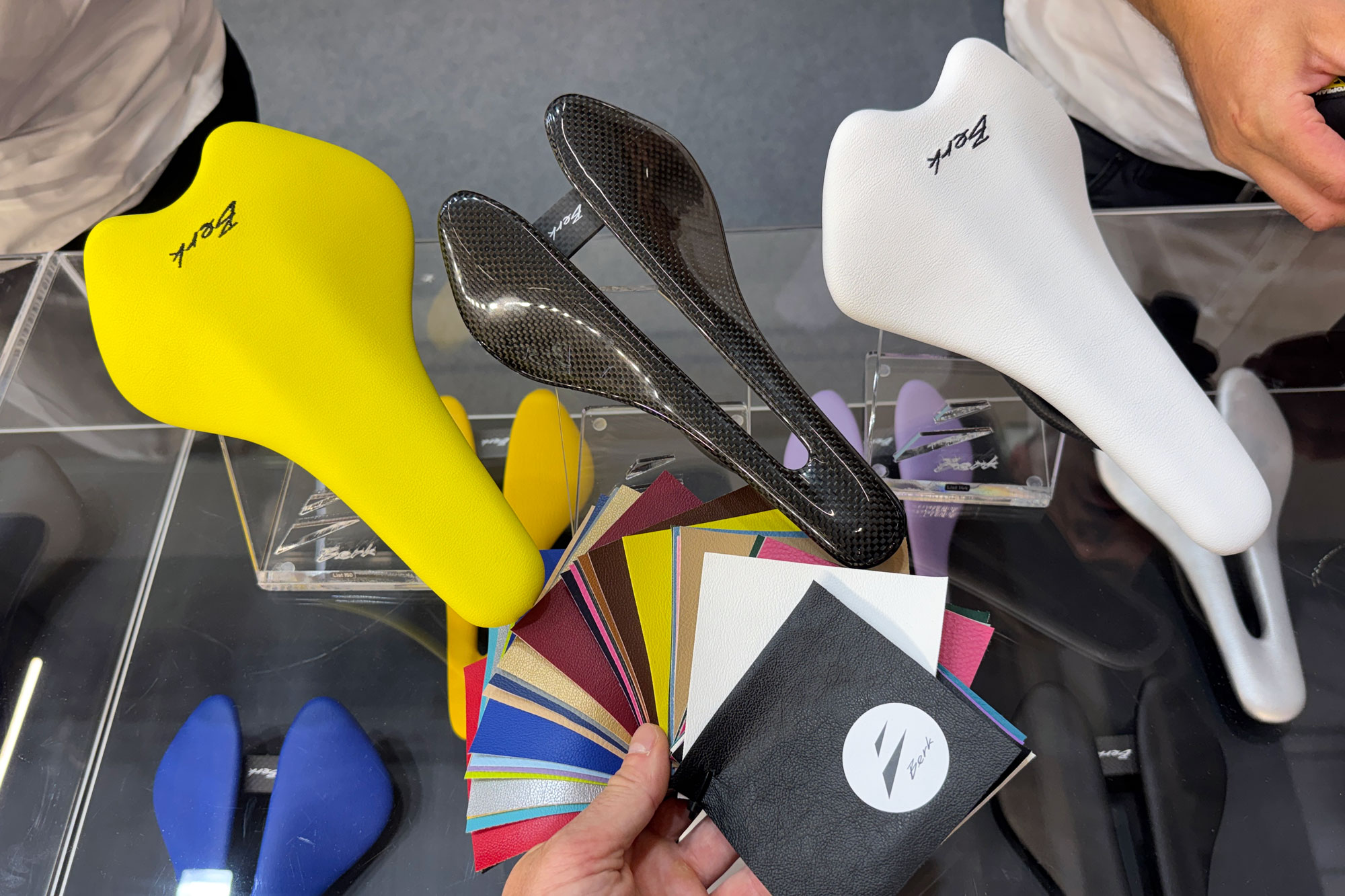 lightweight carbon Berk saddles in 35 colors