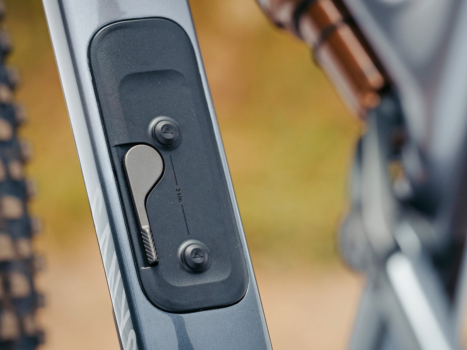 2026 Canyon Lux Trail lightweight mountain bike: internal frame storage door detail