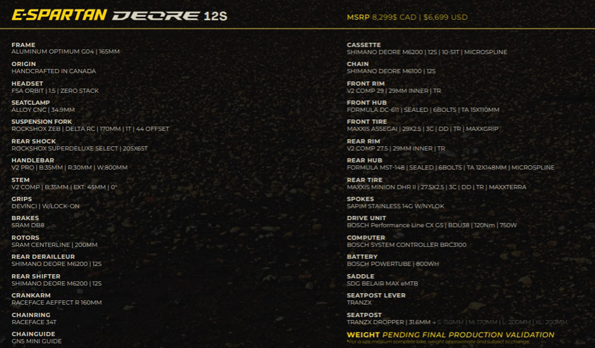 Devinci E-Spartan Deore 12s specifikationer