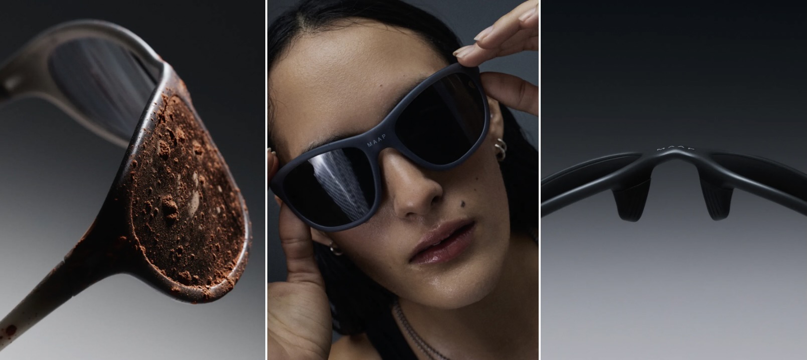 composite image with three photos of the MAAP Fuse sunglasses