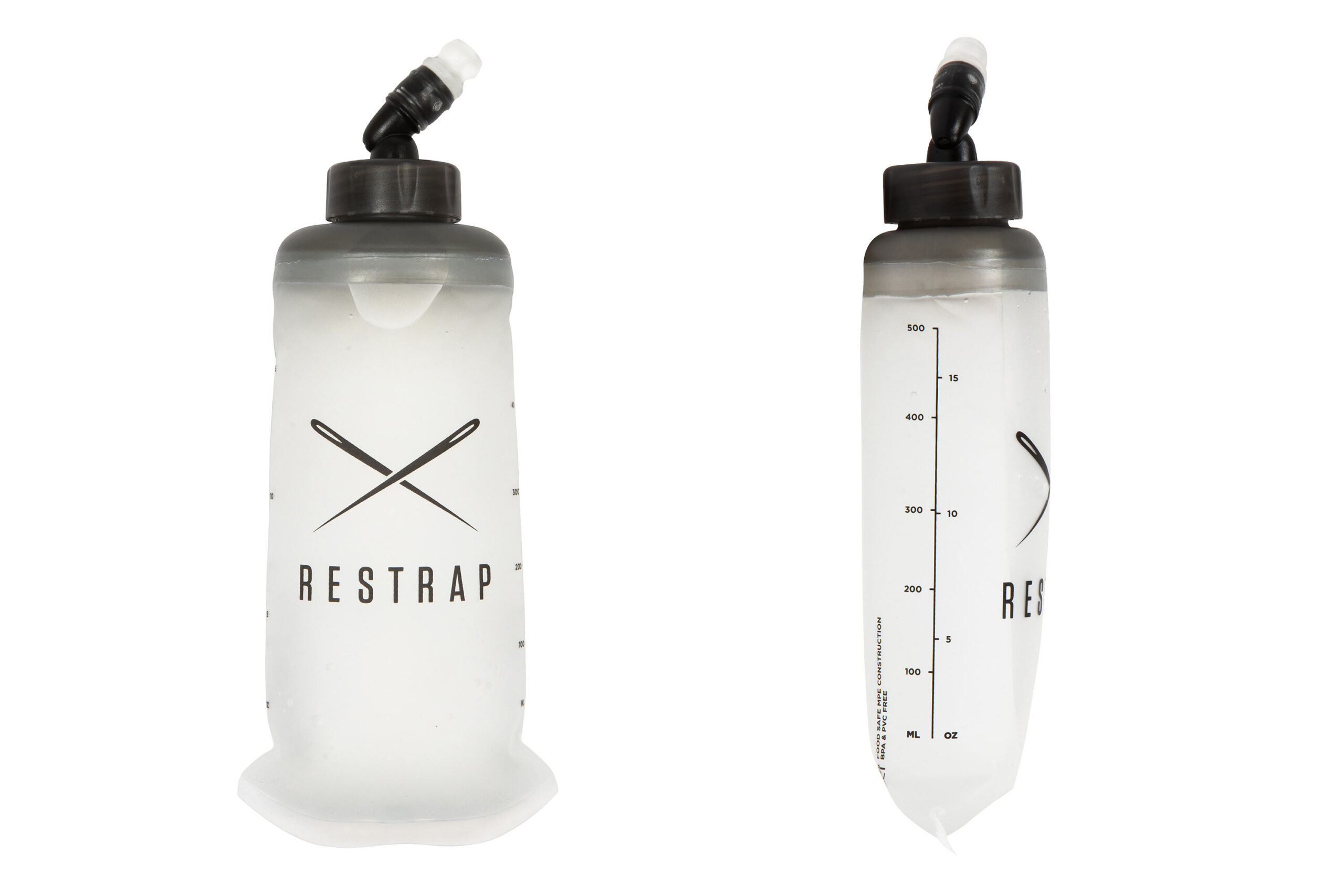 Restrap Soft Flask pakbar 500 ml ekspansionsvandflaske: set forfra og fra siden