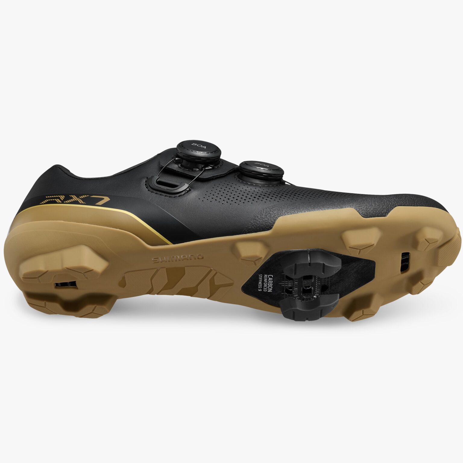 studio image of the sole of the Shimano RX710 gravel shoe in Black