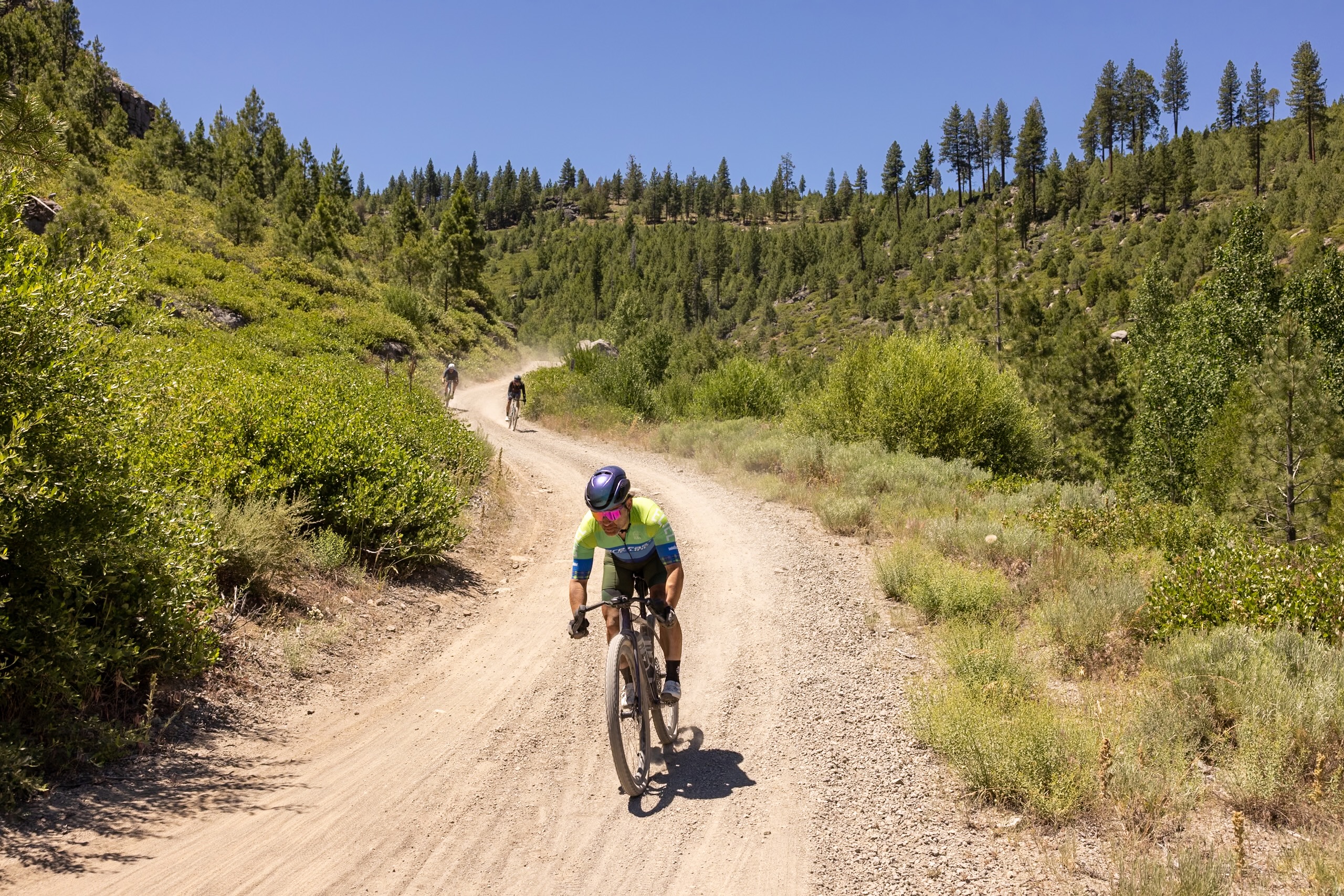 riders descending Bear Valley Road in Truckee Gravel 2026