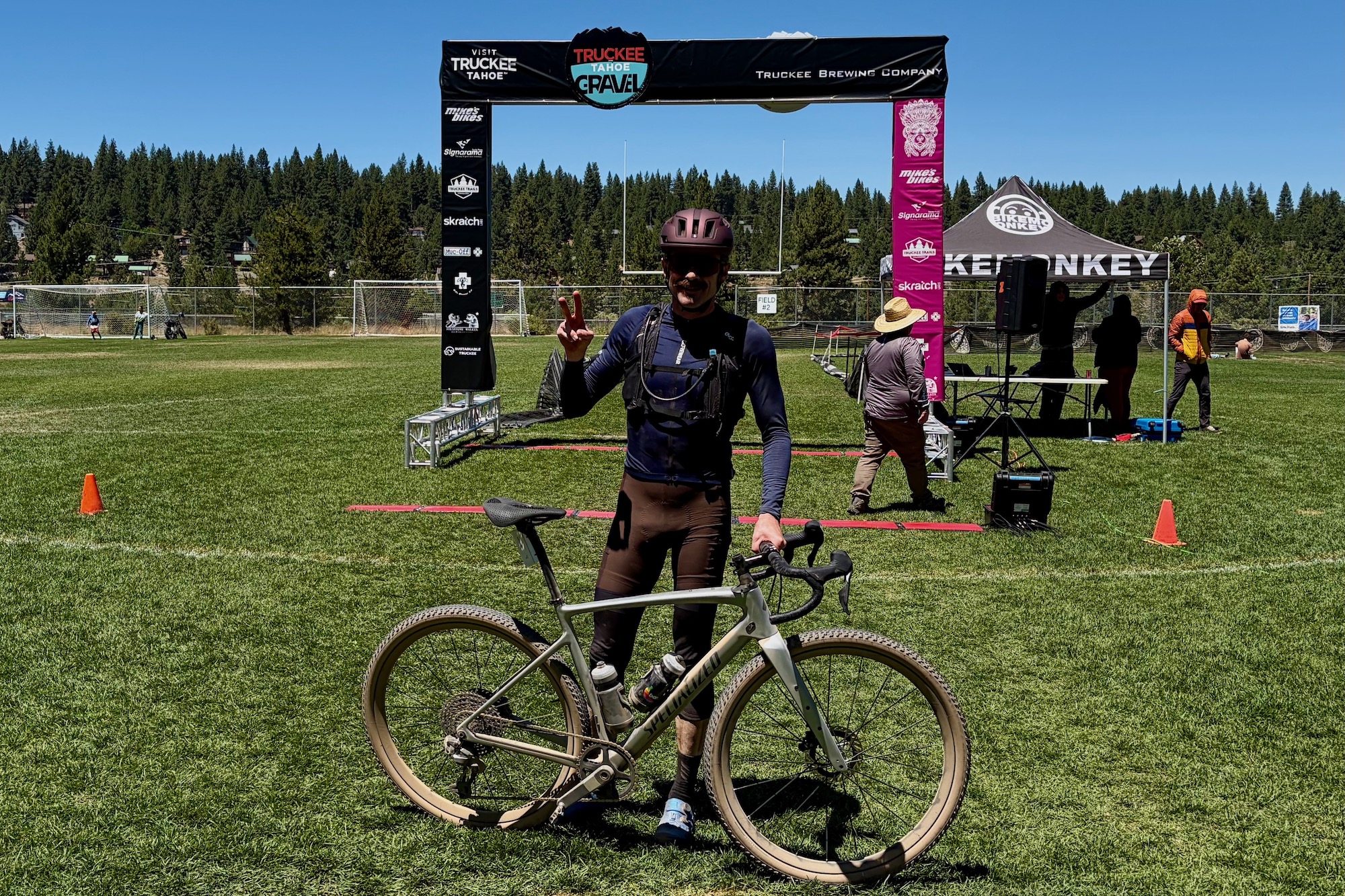 standing with the Diverge 4 Pro LTD at the finish of Truckee Gravel
