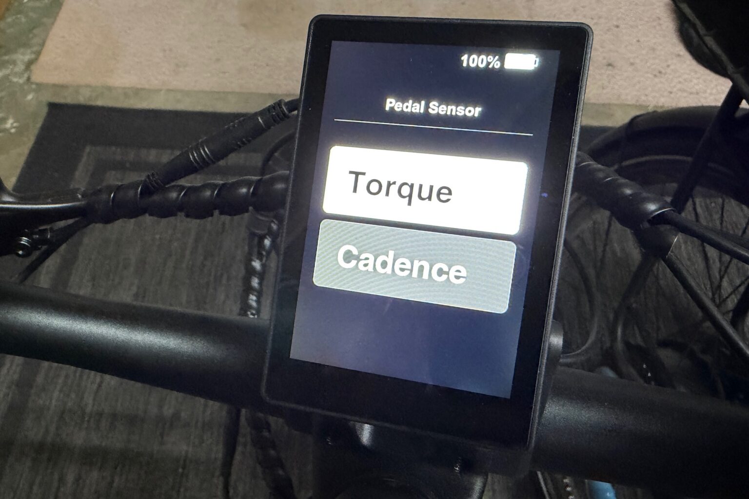 The sensor options on the menu of the Lectric XPress2