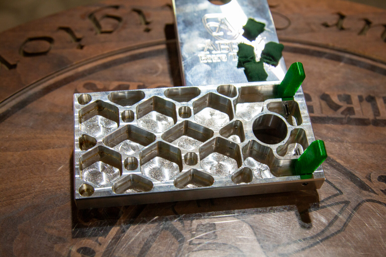 Abbey Bike Tools machined corn hole board