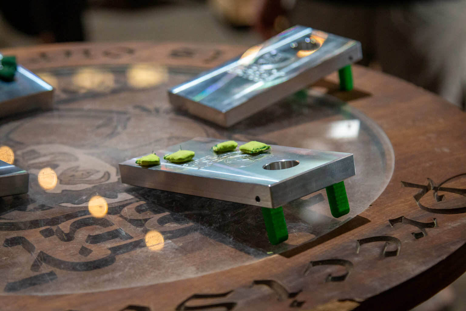 Abbey Bike Tools machined corn hole board