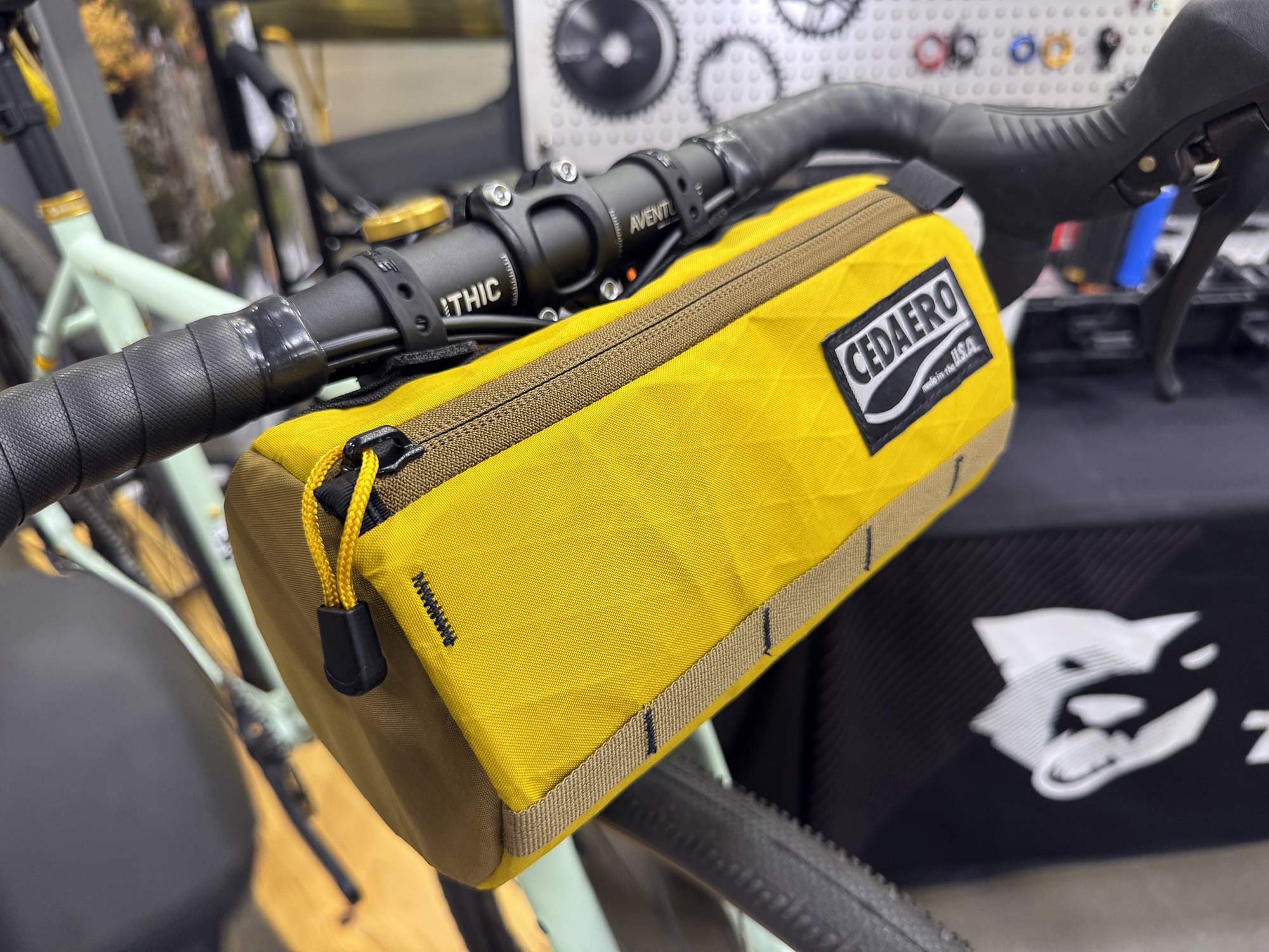 wolf tooth components and Otso bikes with color-matched Cedaero bike bags.