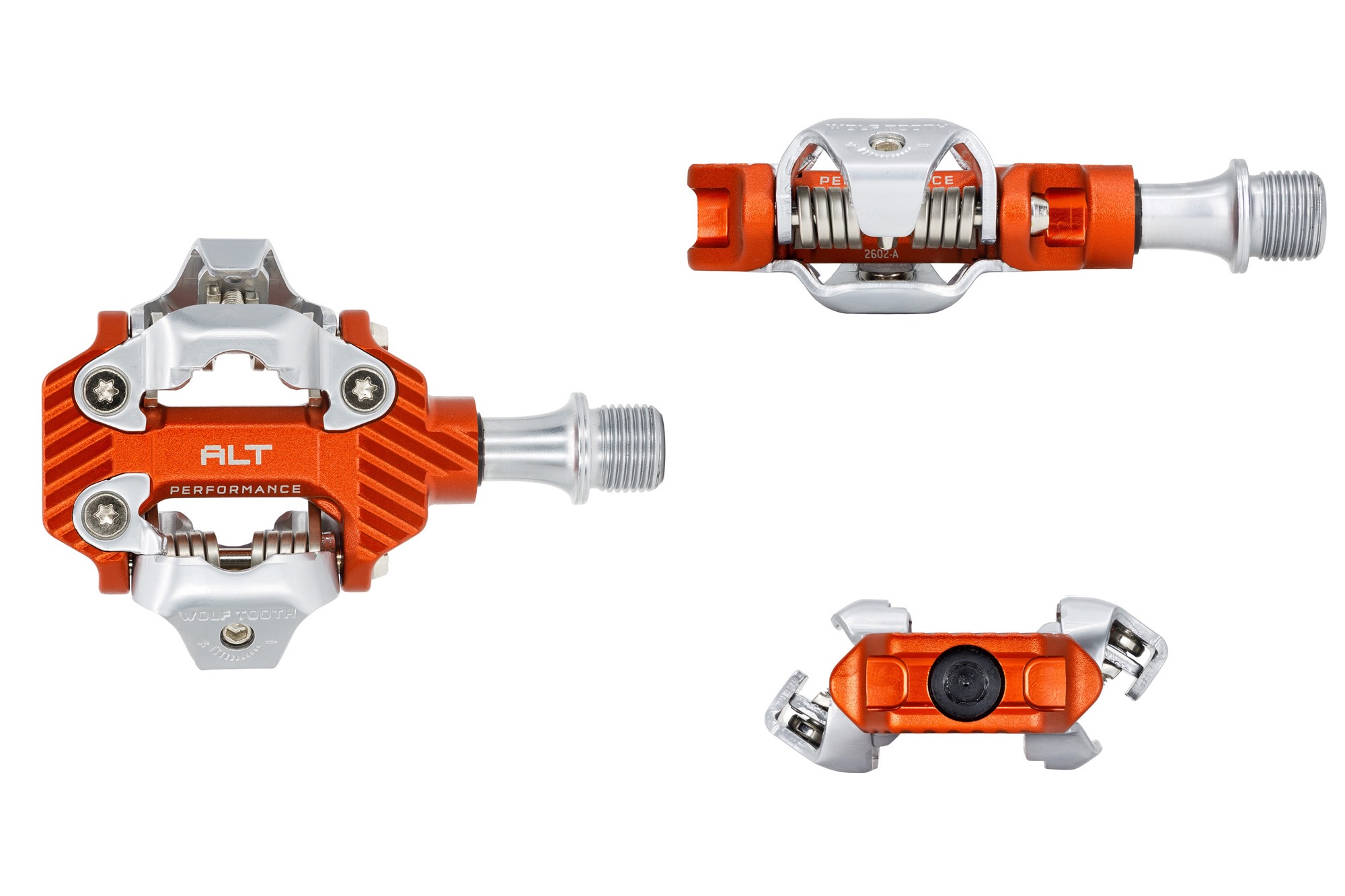 studio image showing the ALT Performance Pedals from three different angles to show their dimensions