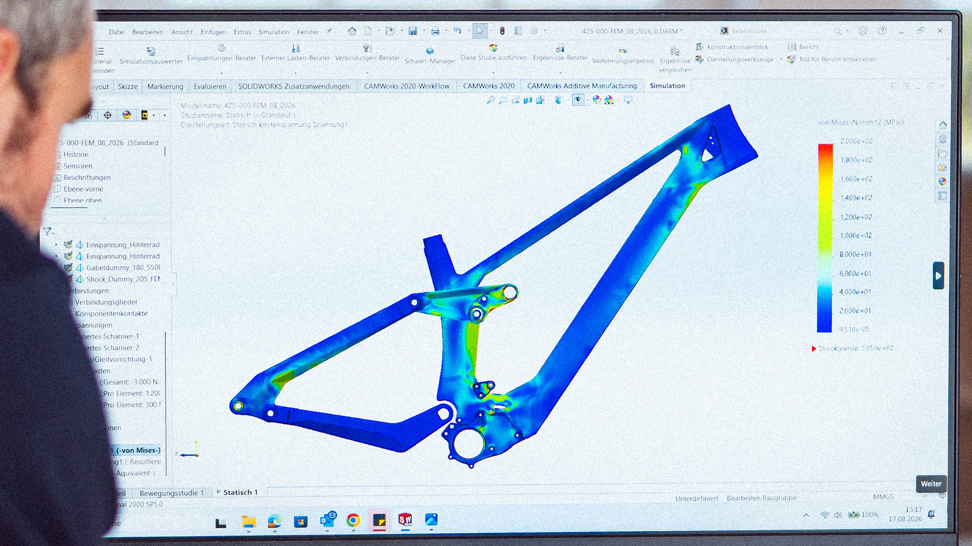 ActoFive modular adjustable eMTB and gearbox mountain bike concept project: FEM structural analysis
