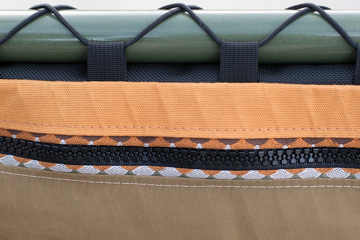Camp and Go Slow X Rockgeist Custom Frame Bags trout trim and zipper