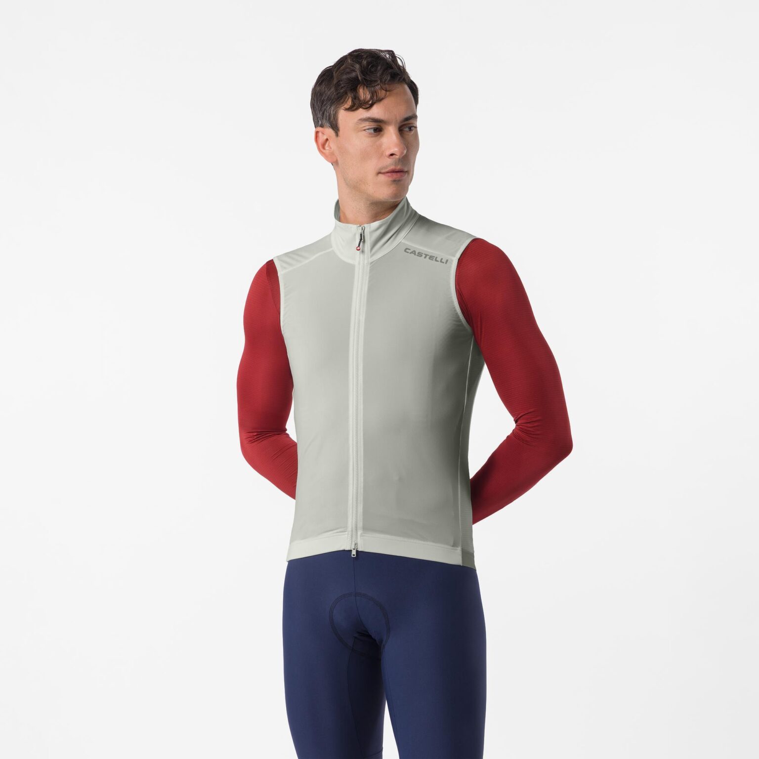 studio image of a man wearing the Espresso 2 Vest