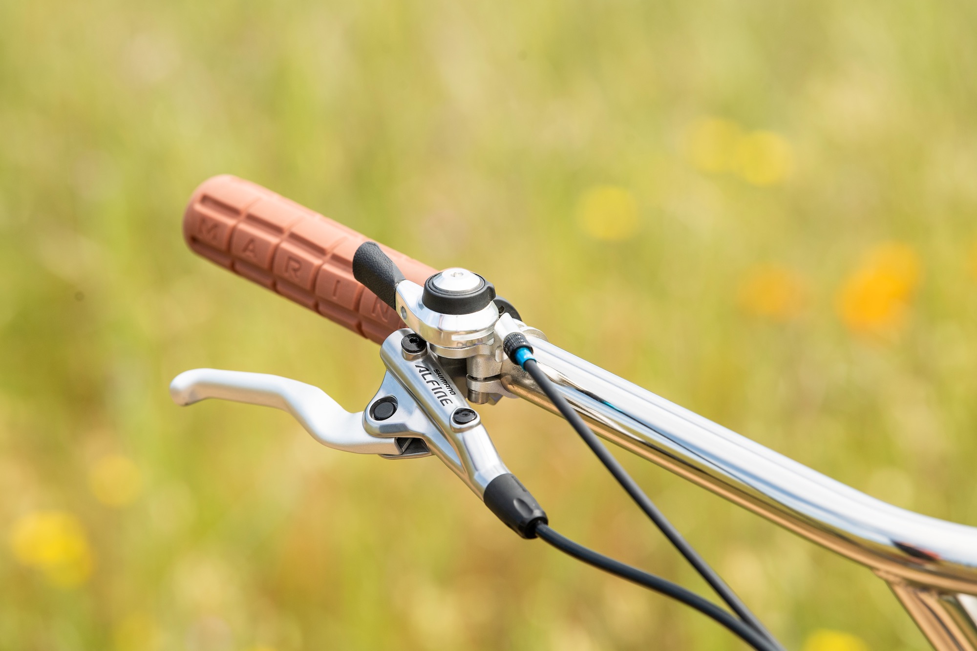 the thumb shifter on the Madrone Trail 40th Anniversary Edition bike.