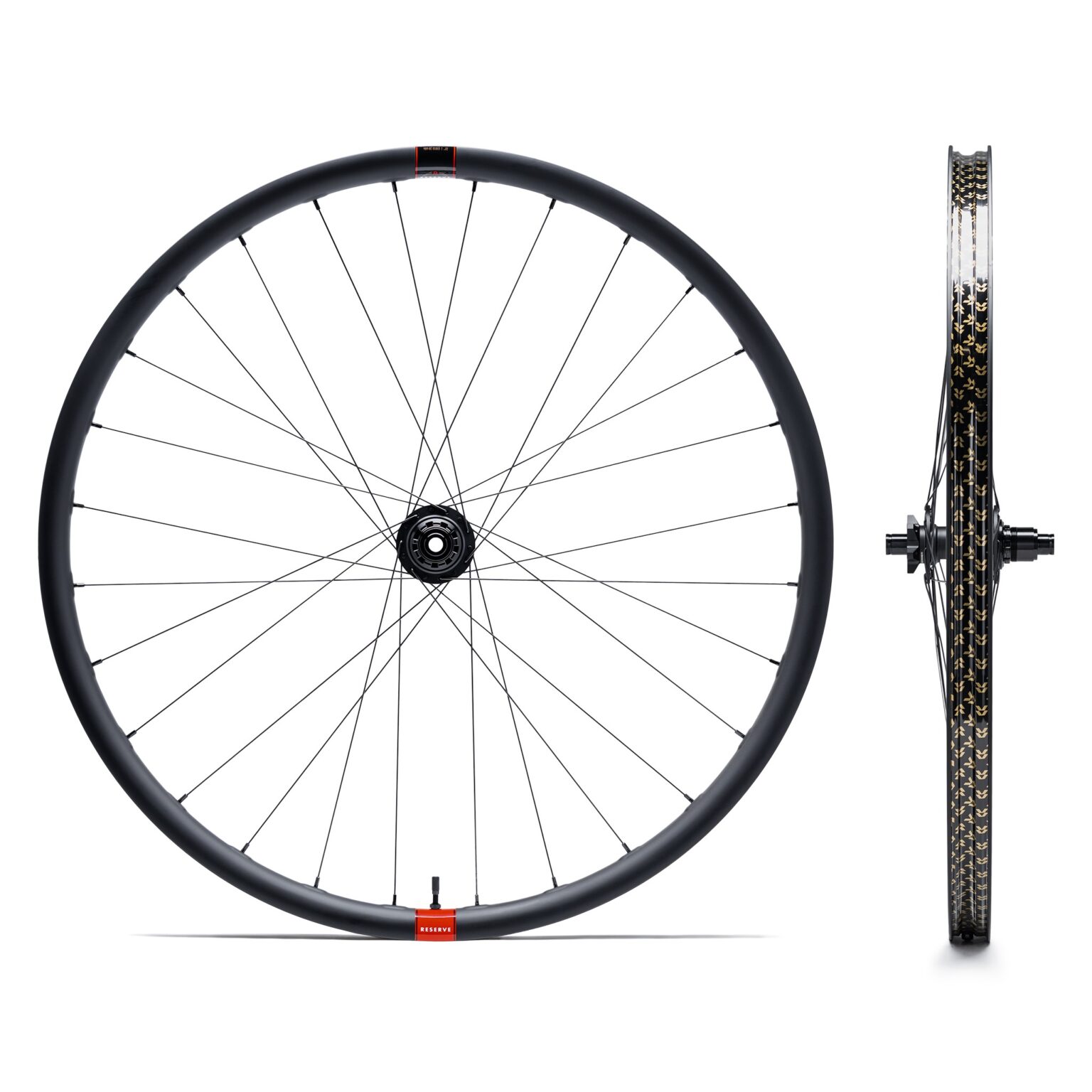 studio image of the Reserve 32-inch 30| XC wheelset from two angles