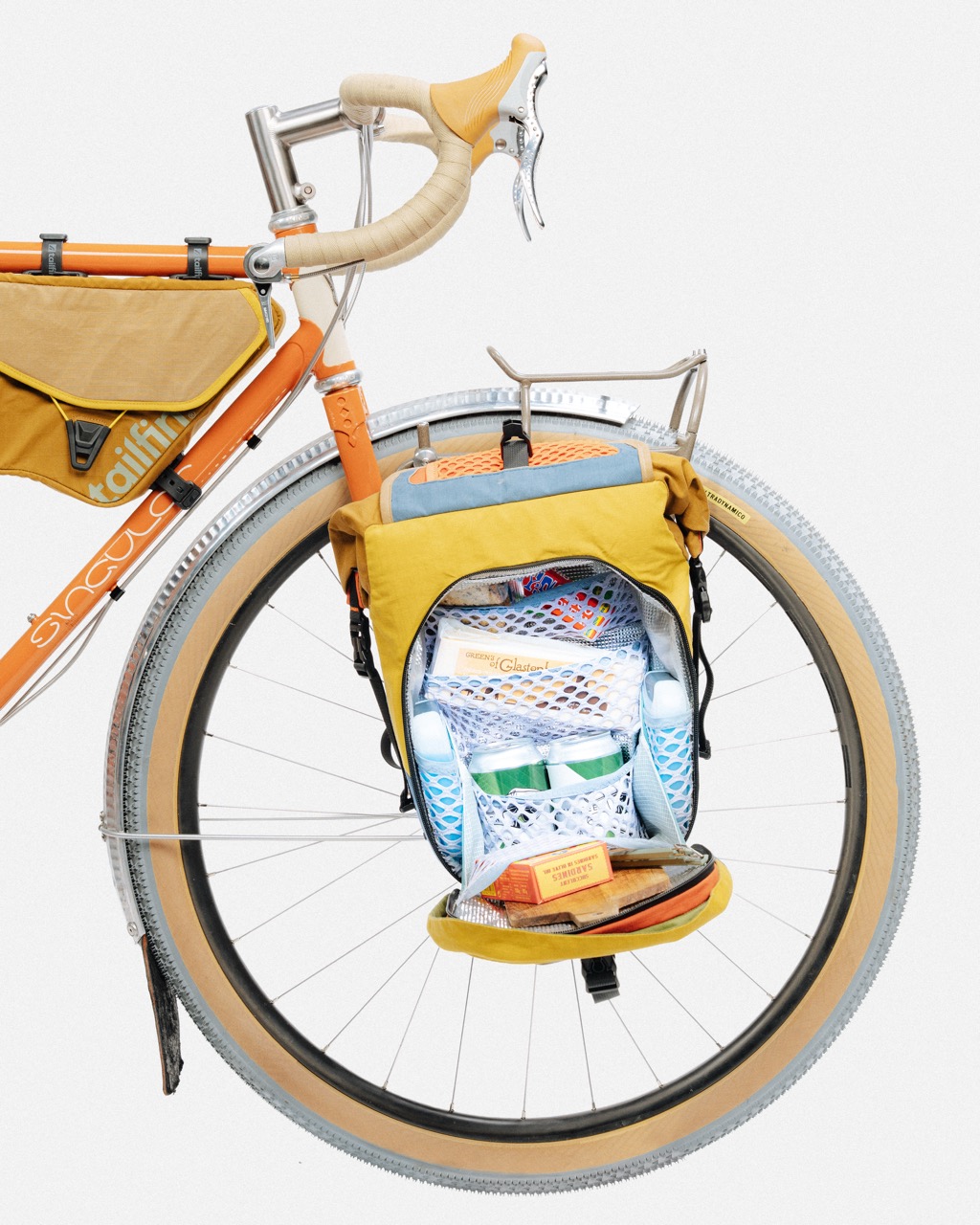 Tailfin Prototype Waxed Canvas Bikepacking Bags front pannier